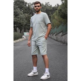 Madmext 5914 Mint Yeşili Basic Cep Detaylı Erkek Şort Takımı