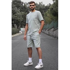Madmext 5914 Mint Yeşili Basic Cep Detaylı Erkek Şort Takımı