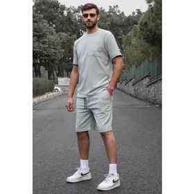 Madmext 5914 Mint Yeşili Basic Cep Detaylı Erkek Şort Takımı
