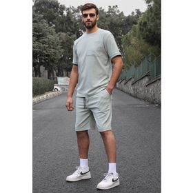 Madmext 5914 Mint Yeşili Basic Cep Detaylı Erkek Şort Takımı