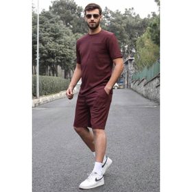 Madmext 5914 Mürdüm Basic Cep Detaylı Erkek Şort Takımı