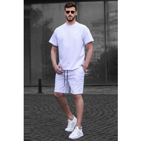 Madmext 5920 Beyaz Basic Erkek Şort Takımı