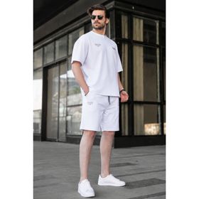 Madmext 5937 Beyaz Erkek Şort Takımı