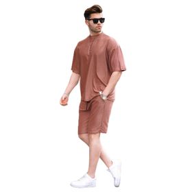 Madmext 5949 Gül Kurusu Bisiklet Yaka Erkek Şort Takımı