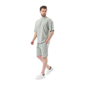 Madmext 5949 Mint Yeşili Bisiklet Yaka Erkek Şort Takımı