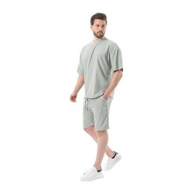 Madmext 5949 Mint Yeşili Bisiklet Yaka Erkek Şort Takımı