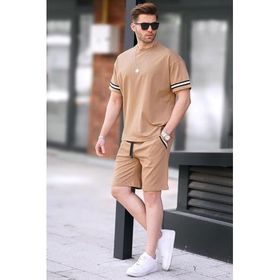Madmext 5951 Kapuçino Bisiklet Yaka Erkek Şort Takımı