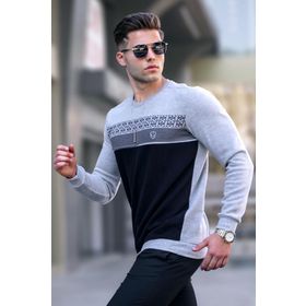Madmext 5964 Erkek Grimelanj Desenli Bisiklet Yaka Triko Kazak