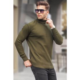 Madmext 5989 Haki Balıkçı Yaka Erkek Kazak