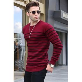 Madmext 5992 Bordo Bisiklet Yaka Erkek Triko Kazak