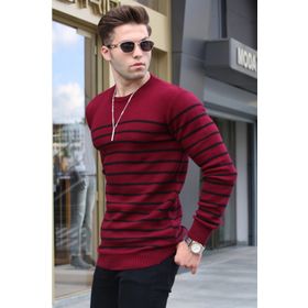 Madmext 5992 Bordo Bisiklet Yaka Erkek Triko Kazak