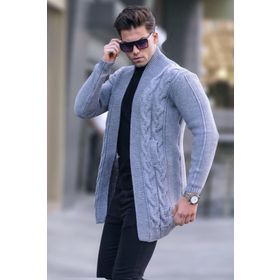 Madmext 5996 Füme Basic Örgü Erkek Hırka