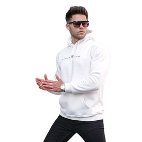 Madmext 6002 Erkek Ekru Basic Kapüşonlu Sweatshirt