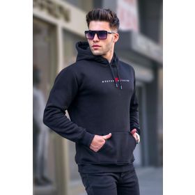 Madmext 6002 Erkek Siyah Basic Kapüşonlu Sweatshirt