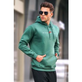 Madmext 6002 Yeşil Basic Kapüşonlu Erkek Sweatshirt