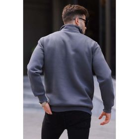 Madmext 6003 Füme Baskılı Fermuar Detaylı Sweatshirt