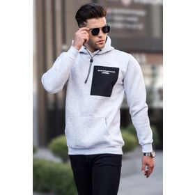 Madmext 6004 Karmelanj Erkek Baskılı Kapşonlu Sweatshirt