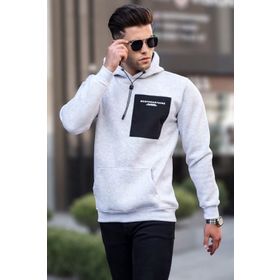 Madmext 6004 Karmelanj Erkek Baskılı Kapşonlu Sweatshirt