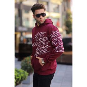 Madmext 6009 Bordo Baskılı Kapüşonlu Erkek Sweatshirt