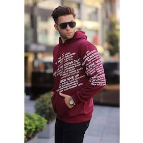 Madmext 6009 Bordo Baskılı Kapüşonlu Erkek Sweatshirt