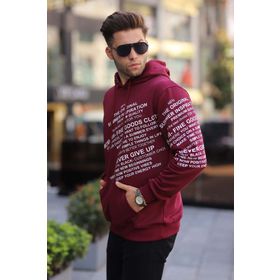 Madmext 6009 Bordo Baskılı Kapüşonlu Erkek Sweatshirt