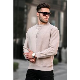 Madmext 6010 Bej Basic Erkek Sweatshirt