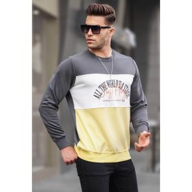 Madmext 6013 Füme Erkek Bisiklet Yaka Baskılı Sweatshirt