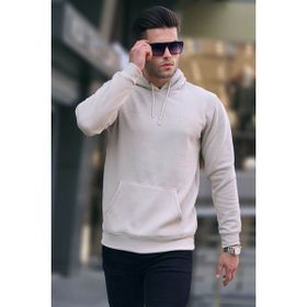 Madmext 6014 Bej Kapüşonlu Erkek Sweatshirt