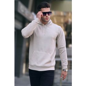 Madmext 6014 Bej Kapüşonlu Erkek Sweatshirt