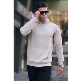Madmext 6014 Bej Kapüşonlu Erkek Sweatshirt