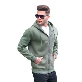 Madmext 6033 Haki Yeşili Kapüşonlu Regular Fit Erkek Sweatshirt