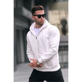 Madmext 6033 Kapüşonlu Regular Fit Ekru Erkek Sweatshirt