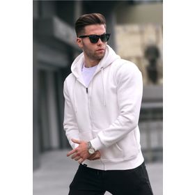 Madmext 6033 Kapüşonlu Regular Fit Ekru Erkek Sweatshirt