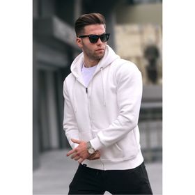 Madmext 6033 Kapüşonlu Regular Fit Ekru Erkek Sweatshirt