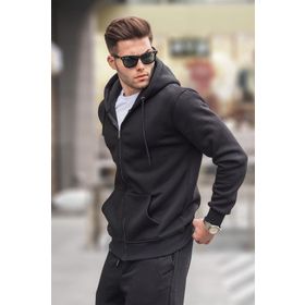 Madmext 6033 Siyah Kapüşonlu Regular Fit Erkek Sweatshirt