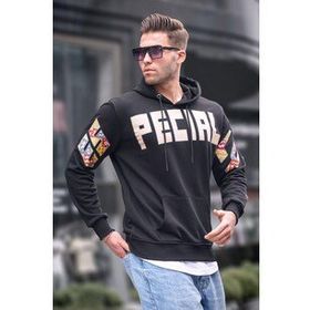 Madmext 6039 Siyah Baskılı Kapüşonlu Erkek Sweatshirt
