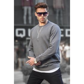 Madmext 6047 Füme Basic Bisiklet Yaka Erkek Sweatshirt