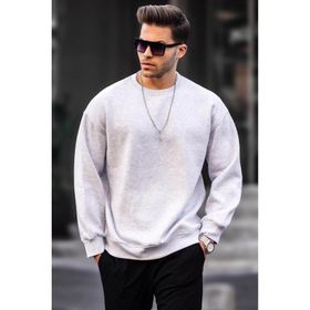 Madmext 6048 Kahverengi Şardonlu Oversize Erkek Sweatshirt