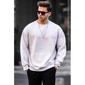 Madmext 6048 Kahverengi Şardonlu Oversize Erkek Sweatshirt