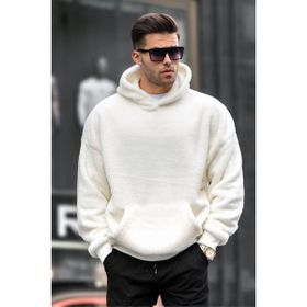 Madmext 6050 Ekru Peluş Kapüşonlu Erkek Sweatshirt