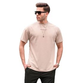 Madmext 6060 Bej Likralı Basic Erkek T-shirt