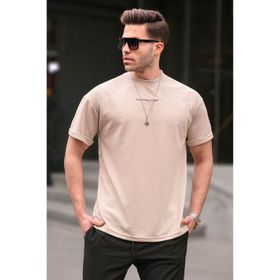 Madmext 6060 Bej Likralı Basic Erkek T-shirt