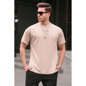 Madmext 6060 Bej Likralı Basic Erkek T-shirt