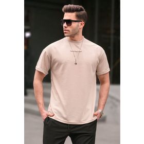 Madmext 6060 Bej Likralı Basic Erkek T-shirt