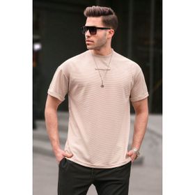 Madmext 6060 Bej Likralı Basic Erkek T-shirt