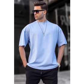 Madmext 6066 Bebe Mavisi Oversize Fit Basic Erkek T-shirt