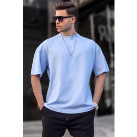 Madmext 6066 Bebe Mavisi Oversize Fit Basic Erkek T-shirt