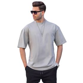 Madmext 6066 Boyalı Gri Oversize Fit Basic Erkek T-shirt