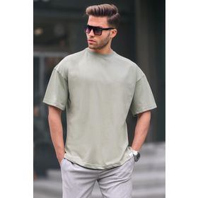 Madmext 6066 Çağla Yeşili Oversize Fit Basic Erkek T-shirt