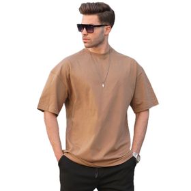 Madmext 6066 Kapuçino Oversize Fit Basic Erkek T-shirt